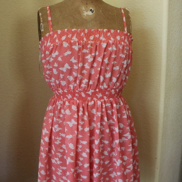 Peach Butterfly Chiffon Dress - Picture 1 of 3